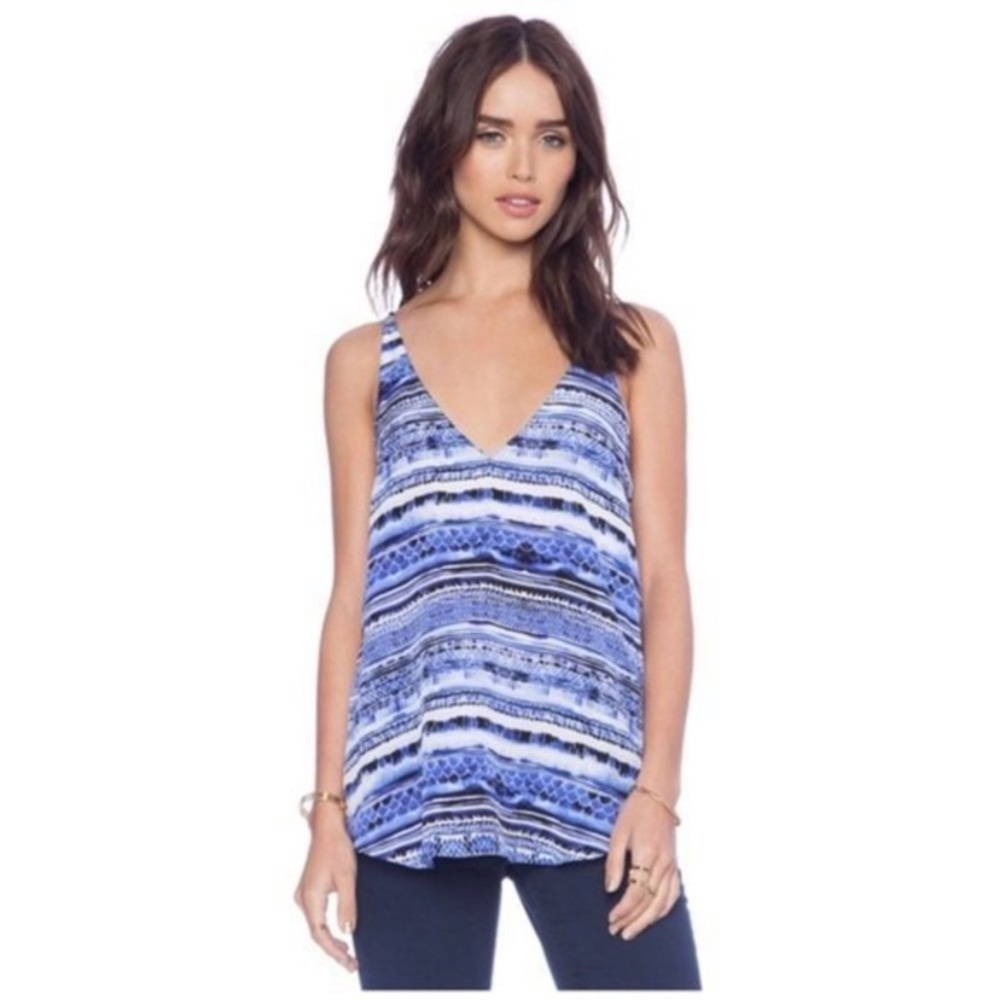 Rory Beca Royal blue watercolor striped cami top Size M